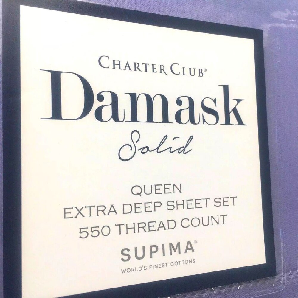new AMETHYST Charter Club 550TC Cotton QUEEN EXTRA DEEP Sheet Set fits 22" deep